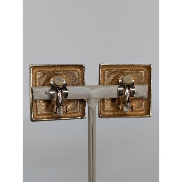 Kirks Folly Zebra Pattern Rhinestone Enamel Vintage Clip Gold Earrings - Picture 2 of 4